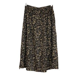 J Crew Black Maxi Silk Skirt Yellow Floral Printed Small NEW